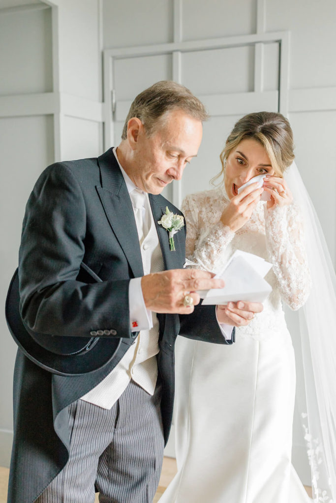 Father and Daughter First Look | Wedding Moments | Newly Engaged | Grittleton House Wedding | UK Wedding Planner | Wedding Venue UK | English Countryside Wedding | UK Destination Wedding | Cotswold Wedding | Wedding Planning | Wiltshire Wedding